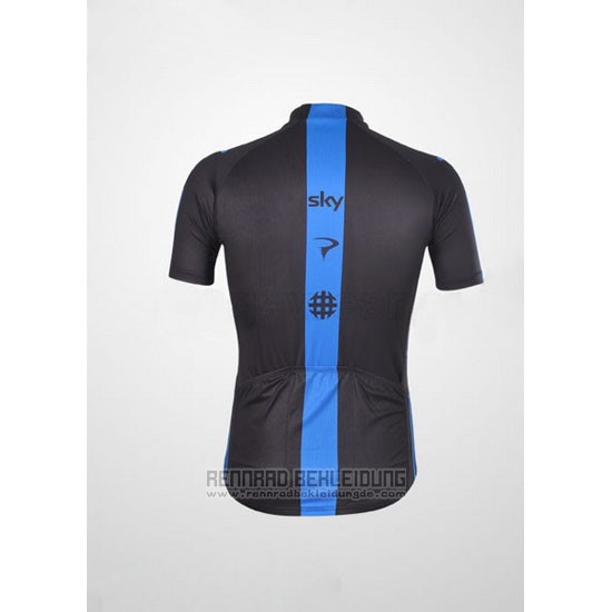 2012 Fahrradbekleidung Sky Shwarz und Blau Trikot Kurzarm und Tragerhose
